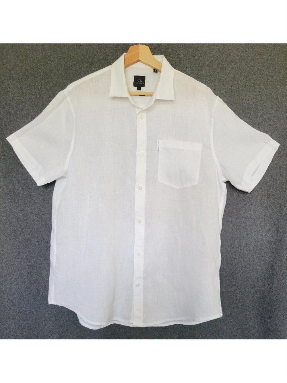 A/X Armani Exchange White Linen Shirt Short Sleeve Regular Men’s L Casual Chic
